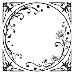 Ornamental border framed by a circular composition with floral elements.