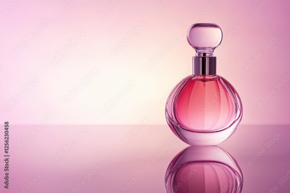 Aufkleber elegant cosmetic bottle on a reflective surface with a calming pastel background perfect for brandin