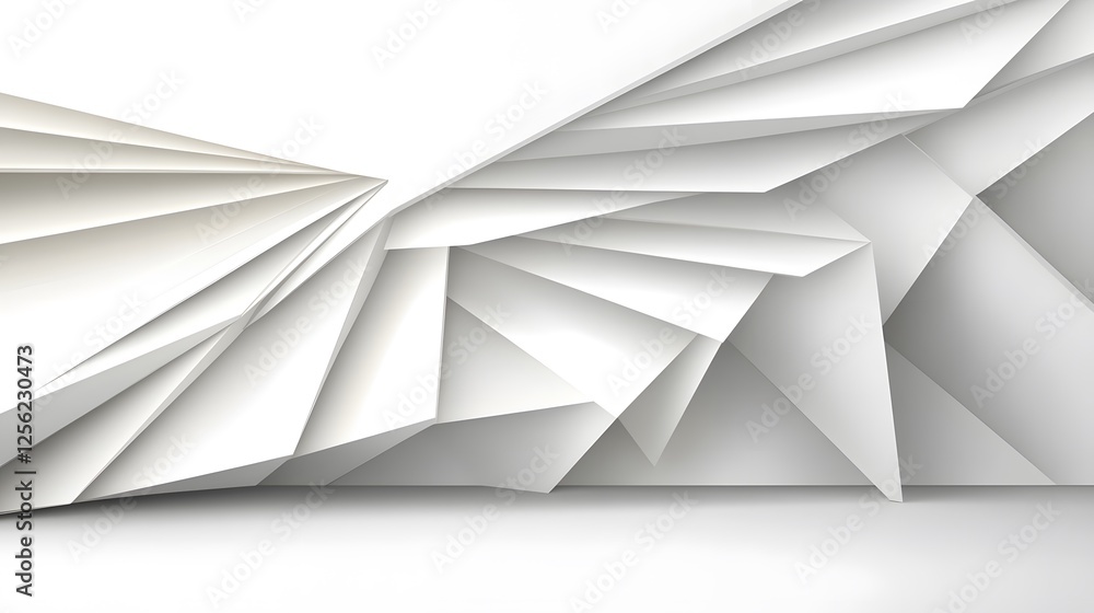 Poster abstract white background featuring 3d geometric shapes in a vertical arrangement and soft lighting 