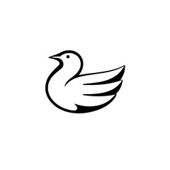 Obraz premium Minimalist Line Art Dove Depicting A Standing Duck.