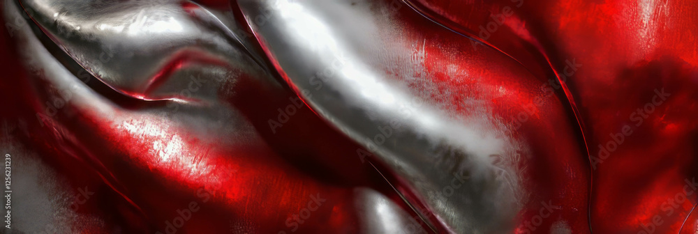 Poster ruby and silver textures create a mesmerizing visual contrast in a vibrant glow