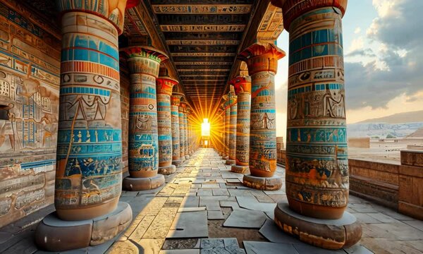 Beautiful columns of ancient temple in Egypt, travel, history and culture concept