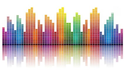 Colorful Audio Spectrum Equalizer on White Background