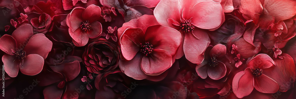 Aufkleber ruby florets create a stunning floral display in vibrant red hues during springtime bloom