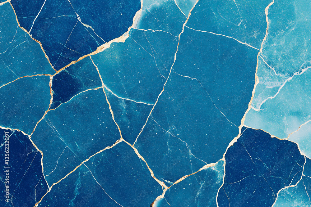 Poster blue agate texture: a captivating image showcasing the intricate network of cracks and veins in a st