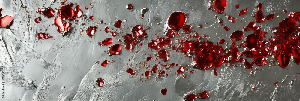 Poster miniature scarlet flashes on silver texture create a striking visual display