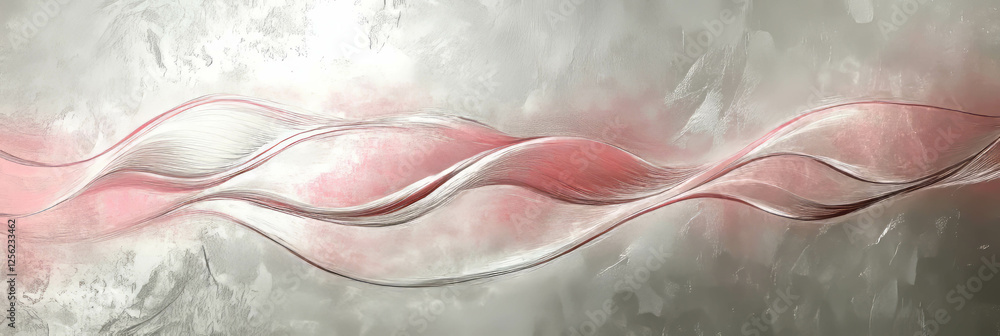 Poster elegant design featuring pale ruby streaks and silver texture on a smooth surface