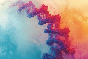 Obraz premium Illuminated dna strand of digital particles abstract art science vibrant background close-up high fidelity concept