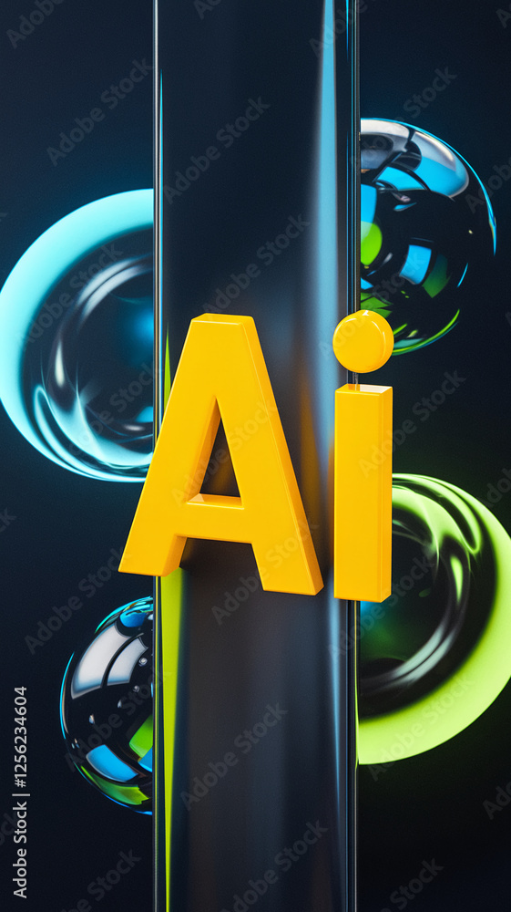 Aufkleber A 3D vertical design showcasing bold yellow 