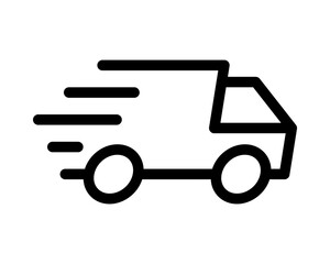 Fast delivery truck icon. Bold, minimalist line art style. Perfect for websites, apps, and presentations needing a clean, modern delivery symbol.