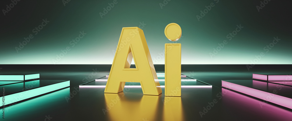 Aufkleber A high-quality 3D composition featuring bold yellow 
