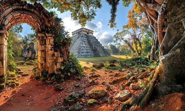 Chichen Itz&aacute;, Yucat&aacute;n. Mayan pyramid of Kukulcan El Castillo at sunset