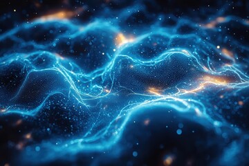 Dynamic flow of glowing lines and organic neurons abstract digital art futuristic close-up high fidelity