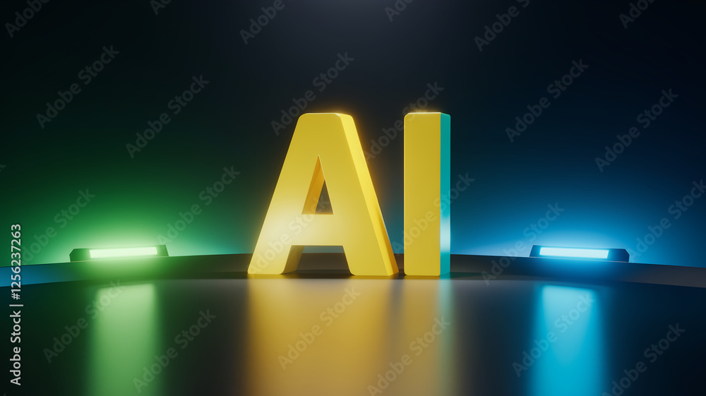 Poster a modern 3d render of bold yellow 