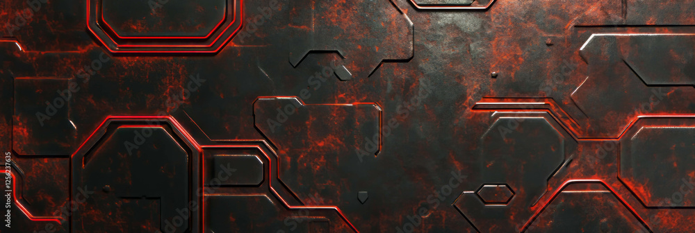Poster dynamic red bolt texture with abstract overlays enhancing modern design elements