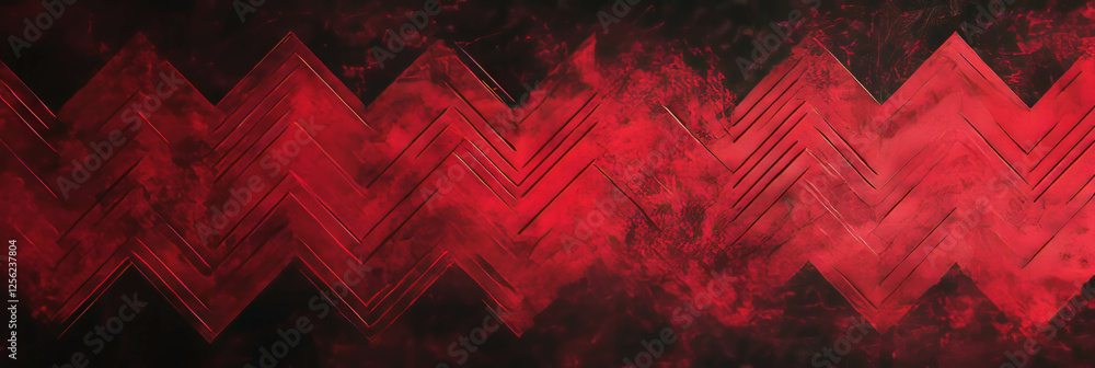 Poster crimson zigzag pattern with subtle overlay texture creating a striking visual effect