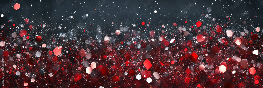 Poster tiny red sparks illuminate a shimmering silver texture in an abstract display