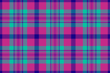 Ornament vector check tartan, preppy pattern fabric seamless. Decoration textile background texture plaid in pink and teal colors.
