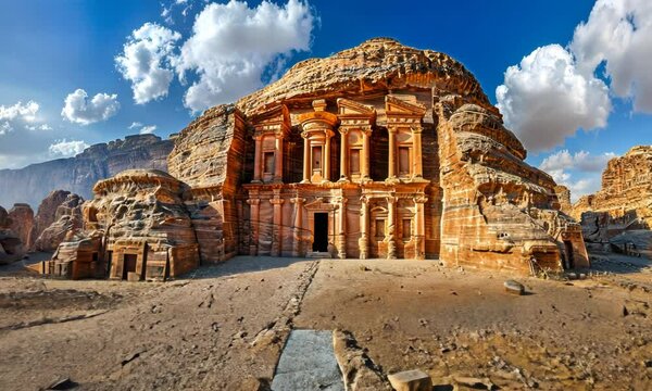 Petra ancient temple, Nabatean culture and architectural tradition 