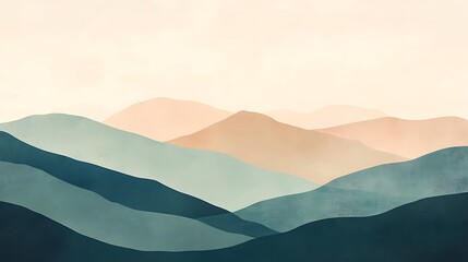 Serene Abstract Mountain Range Artwork Pastel Hues