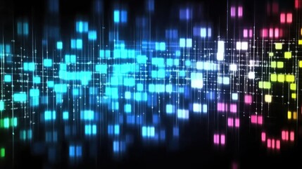 Vibrant digital abstract background with colorful light patterns and data visualization effects