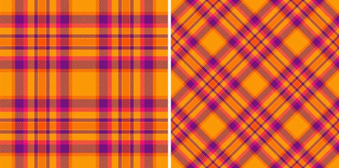 Vector tartan background of seamless textile plaid with a check fabric pattern texture. Set in sunset colors. Rich and royal fashion choices.
