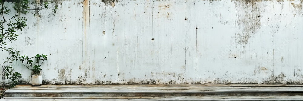Poster wooden planks with whitewash paint and distressed finish for a rustic background