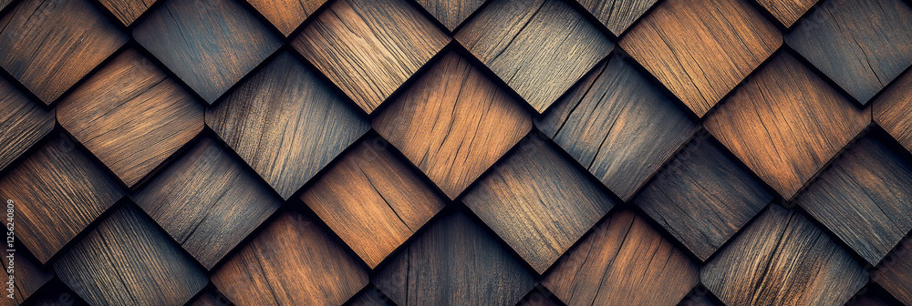 Poster wooden shingles with overlapping design creating a textured appearance for visual appeal