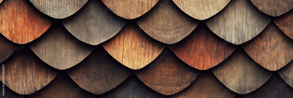 Poster textured wooden shingles with an overlapping pattern suitable for banners and backgrounds