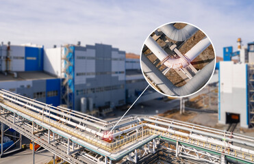 Industrial application of drone, Industry survey of inspection of crack, hole, leak in gas pipes...