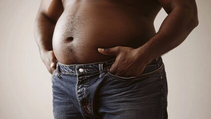 Naklejka premium Man overweight and big fat belly