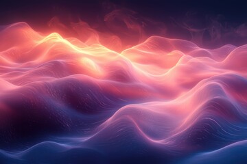 Fototapeta premium Soft flowing light waves abstract landscape digital art cool palette serene environment high fidelity concept