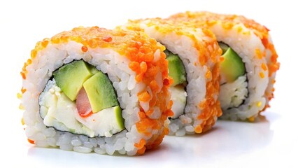 California Roll Sushi on White Background