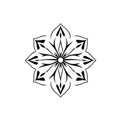 Black and White Mandala with Eight Petals, an Elegant Geometric Design