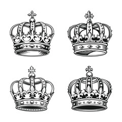 Obraz premium King Crown illustration, Vintage design concept vector style isolated on a white background