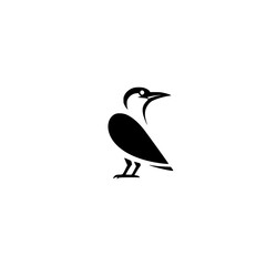 Silhouette of a perched bird, simple and modern.