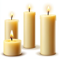 Candlelight set isolated on white background.