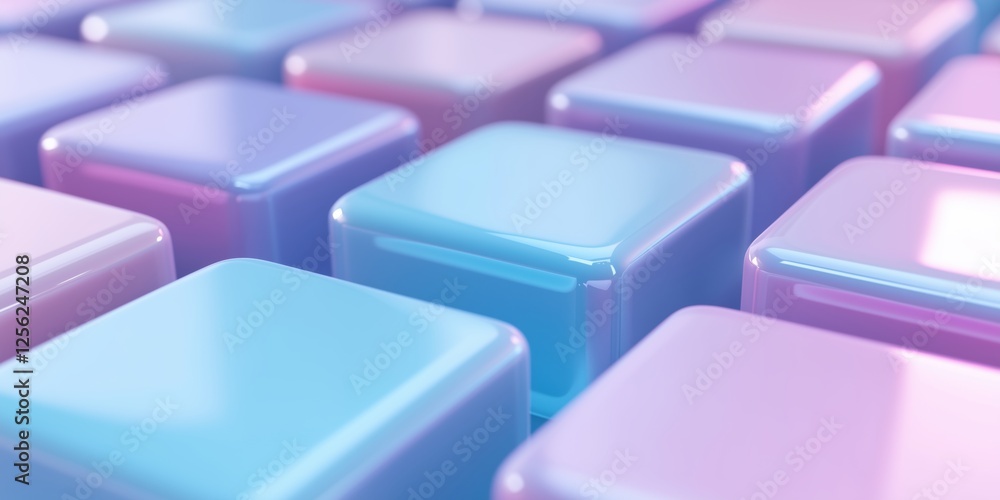 Poster pastel blue and pink rectangular boxes arranged in a minimalist setting on a clean background