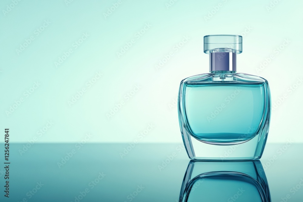 Aufkleber sleek cosmetic bottle on reflective surface with clean pastel background ideal for branding and prod