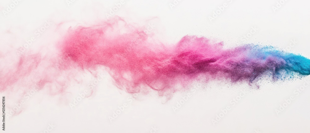 Poster vibrant colored powder swirling in the air, creating a dynamic visual effect against a light backgro