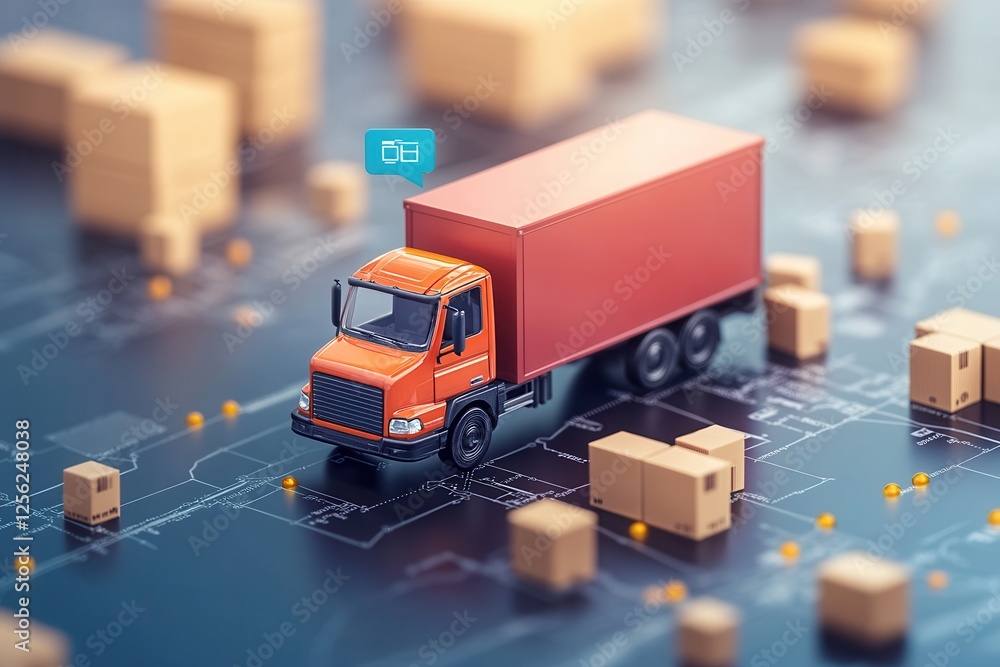 Poster digital map with ai in gps for delivery innovation and future transport logistics . 3d rendering of 