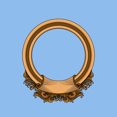 Obraz premium Engraving border oval frame on the wall