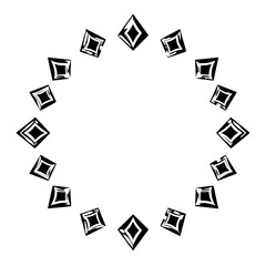 Black Diamonds Forming a Ring on a White Background