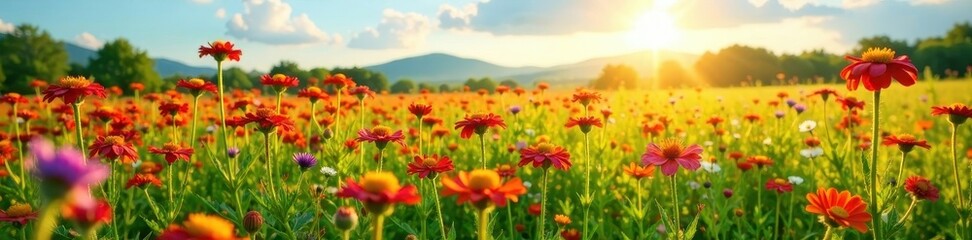 Field of Schafgarbe Achillea millefolium in summer sunlight, field, sunny meadow