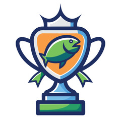 Fishing Trophy Vector Illustration ? Cartoon, Clipart & Line Art Design 1.eps