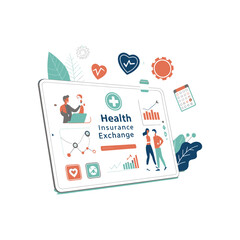  Health-insurance-exchange-concept-design-vector art illustration.