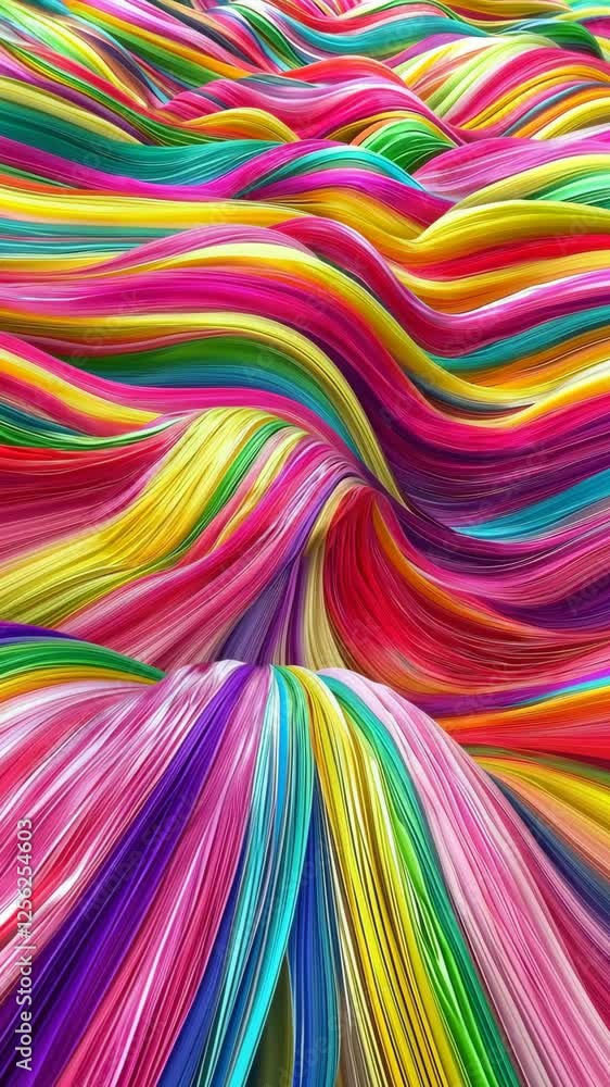 Poster colorful flowing strands create vibrant patterns in an abstract landscape of art