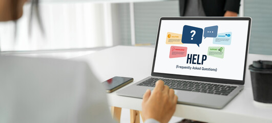 Help screen on the website provide answer to FAQ frequently asked question snugly with knowledge...