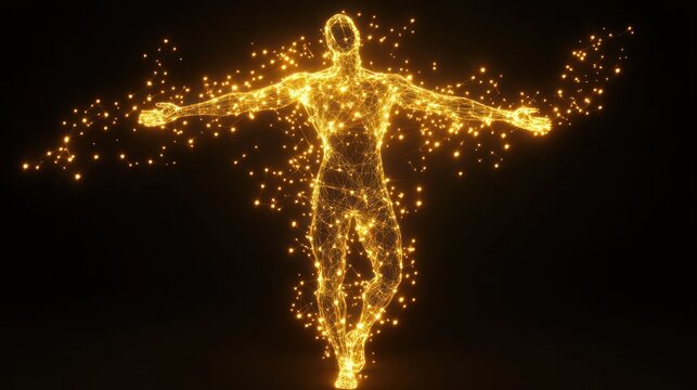 Radiant Dance Of Energy In Human Silhouette