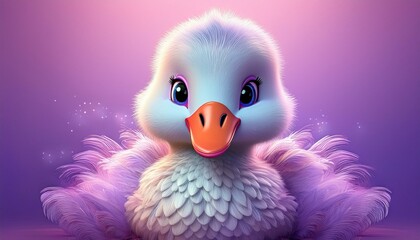 Niedlicher süßer Schwan, lila Hintergrund